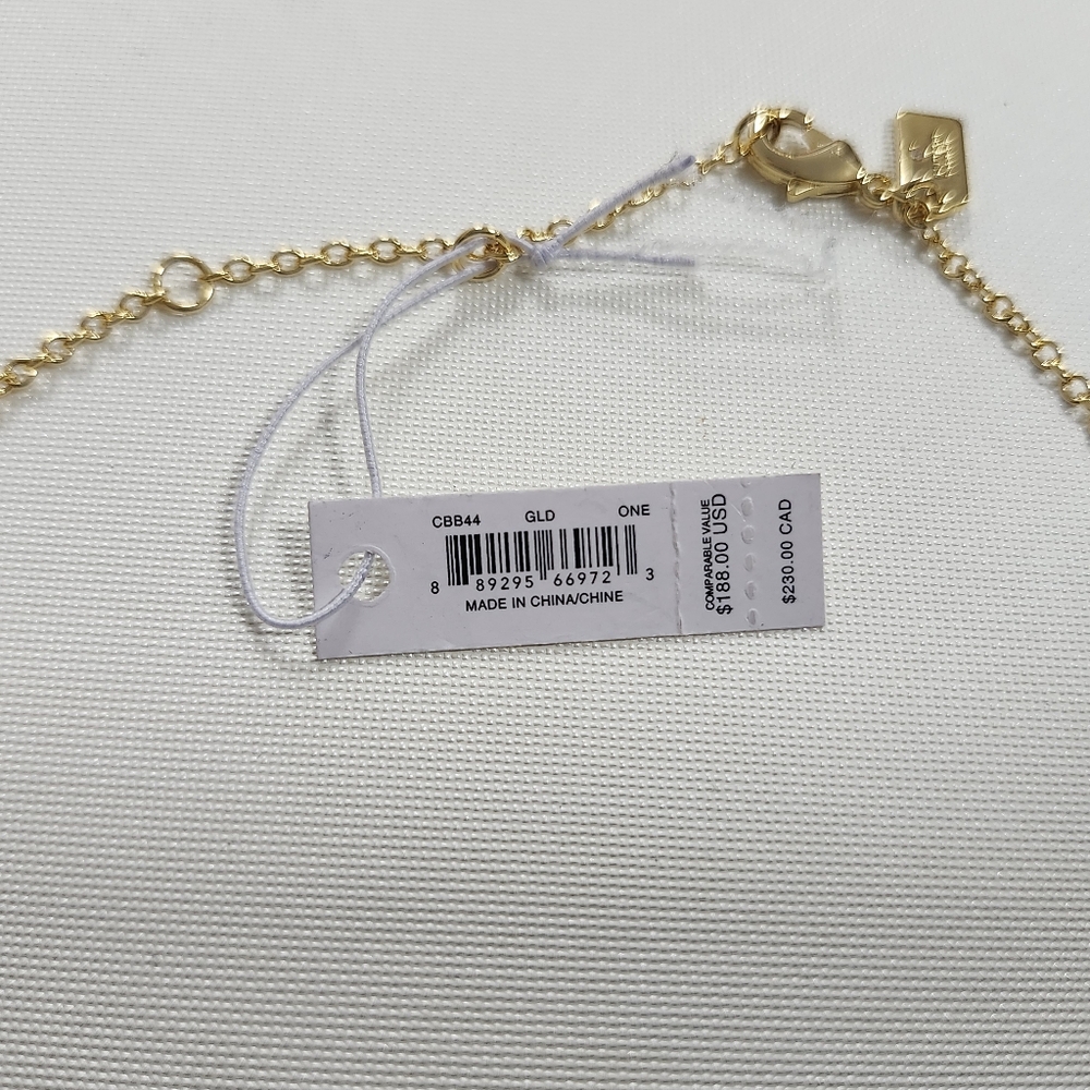 NWT Coach Gold-Tone Tea Rose Station Necklace - Picture 3 of 6